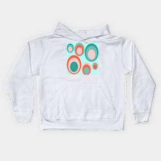 Turcois Pattern with oval circles in retrostyle Kids Hoodie